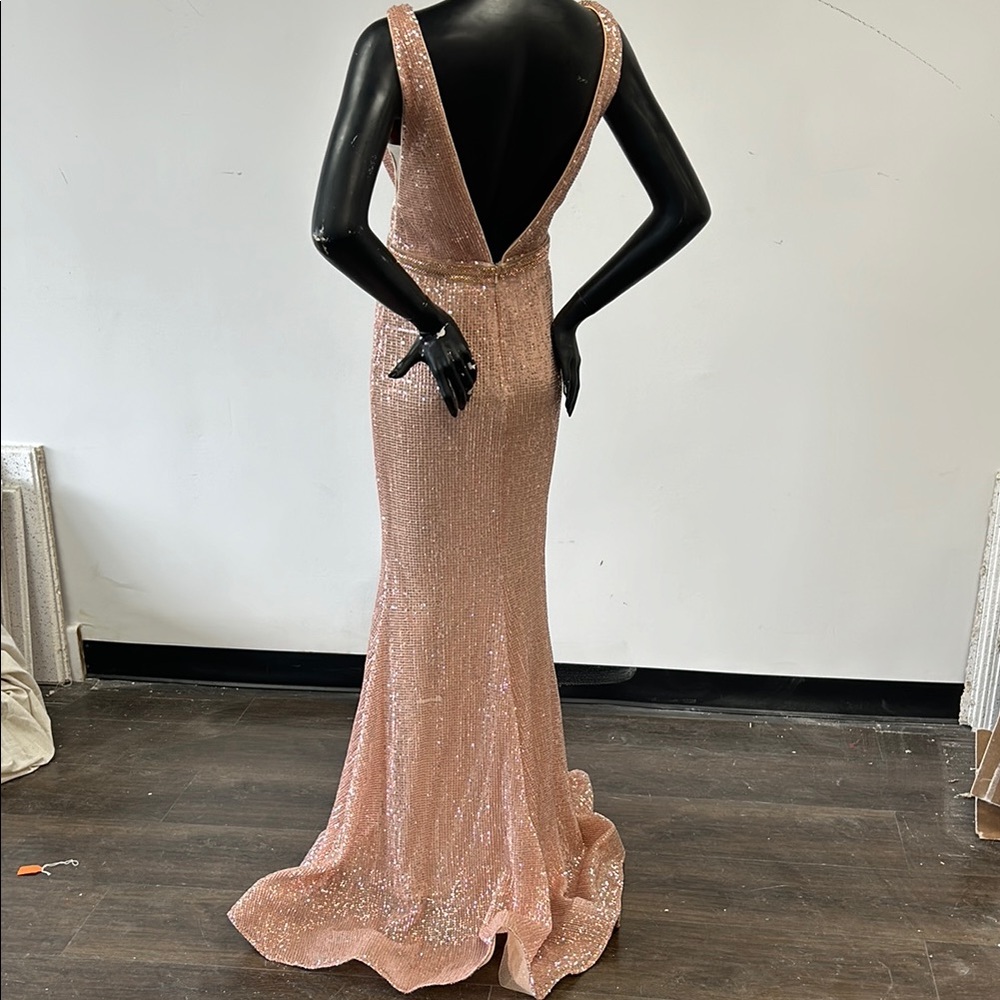 Jovani rose gold size 6 Elegant Pink Sequin Evening Gown - Picture 5 of 5